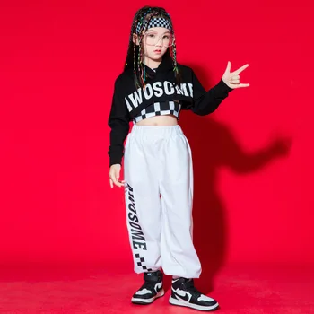 Hip Hop Dekleta Obreži Zgoraj Kontrast Tovora Hlače Fantje Majica Joggers Otrok Ulične Oblačila Določa Otroci Street Dance Jazz Kostum
