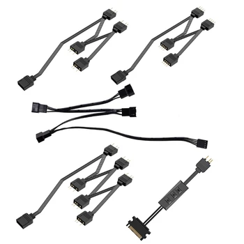 Serija 5V 3Pin ARGB Širitev Kabel 1 do 4 1 do 6 Splitter RGB ARGB Svetlobe Mainboard Napajalni Kabel