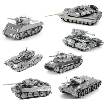 Božič DIY 3D Kovinski Tri-Dimenzionalni Sestavljeni Model gradniki Poglavica Tank Churchill Tank Sherman Tank Tiger Puzzle