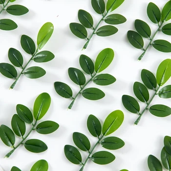 10 Kos Zeleno Listje Umetne rastline Za DIY Doma bonboniera Božič Garland Opremo Poroka na prostem vrt arch Dekoracijo