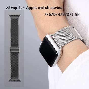 Watchband Za Apple ura 7 41mm Zapestnica 42mm iz Nerjavečega Jekla, Trak Za Apple Iwatch Serije 6 5 4 3 2 1 SE 44 Watchband 45mm