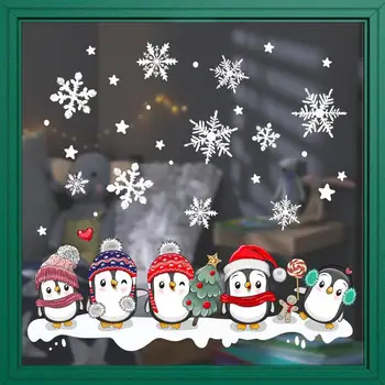 Božič Okno Oklepa Nalepke Pingvin Božič Vinil DIY Drevo vinilna Božič Decals Okraski Počitnice Snežinka