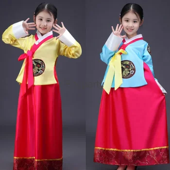 Otrok Hanbok korejskega Ljudskega Plesa Obleko Za Deklice, Tradicionalnih Oblačil Vintage Etnične Slog Izboljšano Hanbok korejski Otroci Oblačila