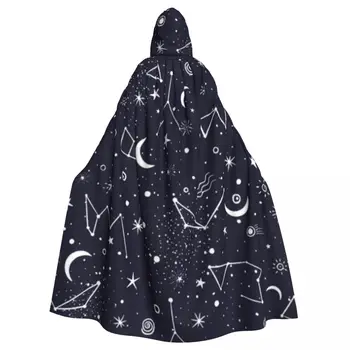 Odraslih Halloween Prostor Galaxy Constellation Plašč Cape Hooded Srednjeveški Kostum Celotno Dolžino Obleko, Plašč