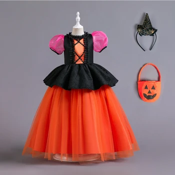 Evropski Stil Enem Kosu Dolgo Pravljice Stranke Halloween Kostumi Za Otroke Očesa Barvno Ujemanje Krilo Elegantno In Lepo žensko Obleko