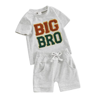Malčka Baby Girl Boy Poletnih Oblačil Kratek Rokav T Shirt Priložnostne Hlače Določa Sestra Brat Ujemanja Obleke