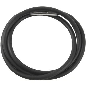 m kabel iz gume črno ogrlico z zaponko iz jekla nerjavečega - 16-inch