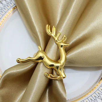 6pcs/veliko Elk Božič Napkin Obroči Božič Imetniki Kuhinji Večerja Napkin Držalo za Poroko, Božič Stranka Tabela Dekoracijo
