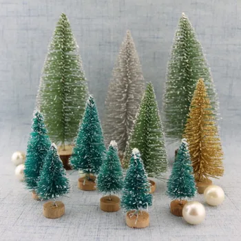 12Pcs/set Mini Božično Drevo Sisal Svile Cedre Dekoracijo Majhno Božično Drevo Zlato Siliver Modra Zelena Bela Mini Drevo