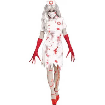 Halloween dekle je Groza Bloodstain medicinska Sestra, Cosplay Kostum Študentov Karneval Vlogo Igrajo Stranka Bloodstain Nuna Obleko Fazi Predvajaj Obleko