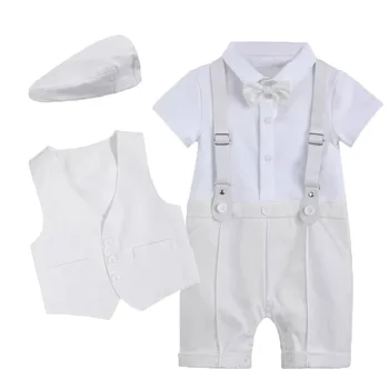Baby Boy Cerkev, Krst, Gospod Romper Kostum Nastavite Jumpsuit Obleke Baby Fantje Krst Obleko Novorojenega Dojenčka Klobuk Telovnik