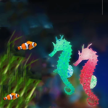 Akvarij Umetni Svetlobni Seahorse Fish Tank Krajine Silikonski Ponaredek Ribe Plavajoče Žareti V Temno Okras Doma Dekoracijo