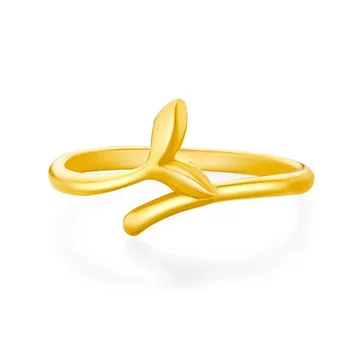 18k Zlato Romantično Fishtail Obroč za Ženske Nekaj Posla Poroko, Rojstni dan 999 Zlato Prst Obroči Fine Nakit Darila