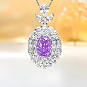 Luksuzni in Modne Barve Diamant S925 Sterling Srebrni Obesek Nastavite z Visoko vsebnostjo Ogljika Diamant Udejstvovanje Nakit