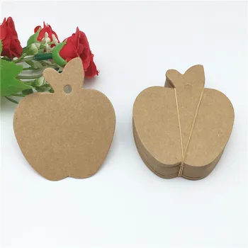 20pcs 6.4x5.3 cm, kraft papir za apple obliko kartice DIY ročno izdelan nakit/oblačila/torto ceno rojstni sporočila kartice