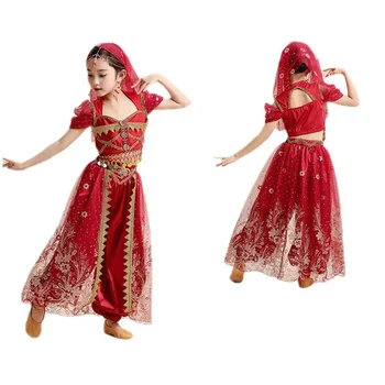 Otrok Indijski Princesa Ples Trebuh Nastavite Vzhodni Indijski Ples Sari Dekle Uspešnosti Kostum