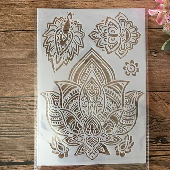 A5 21 cm Mandala Lotus Listi Layering Matrice Slikarstvo Album Kolorit Reliefi Album Dekorativni Predlogo