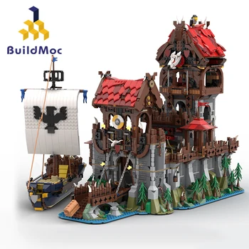 BuildMoc Wolfpacked Stolp Srednjeveške Ladje gradniki iz Klasične Igre Grad Opeke DIY Igrača za Otroke Rojstni dan Božična Darila