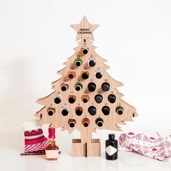 Ustvarjalne Lesene Božično Drevo Piva, Steklenico Imetnika 24 Dni Odštevanje Adventni Koledar Dekor Vino Stojalo za 24 Vinske Steklenice
