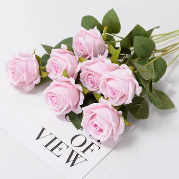 10pcs Umetno Žamet Rose Veje Cvet Veje Simulacije Šopek rož Ponaredek Cvetja Za Dom Tabela Poroka Dekoracija
