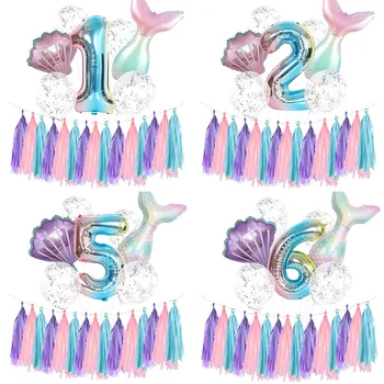 Roza, vijolično morsko deklico, digitalni balon tassel vrečko tassel nastavite baby tuš rojstni dekoracijo balon