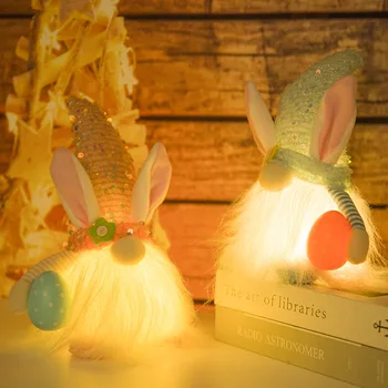 2024 LED Žareče Velikonočni Brezosebna Gnome Zajec Doll Otroci Darilo Pomladi Velikonočni Stranka Dekoracijo Za Dom Bunny Egg Ornament Dobave