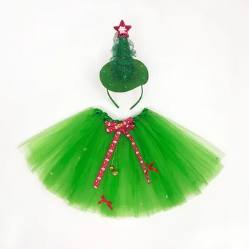 Stranka, otroške Kostume, Zeleno Drevo Glavo Bell Očesa Krilo Princesa Krilo Tutu Nastavite Božični Okraski, 2023 navidad