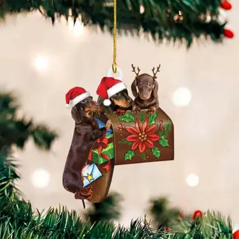 Božično Drevo Obesek z Vrvica za opaljivanje tega Akril Božič Sled Jazavičar Serije Viseči Okras za Božično zabavo Dekoracijo