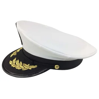 1Pc Mornarji Klobuk Admiral Klobuk Morju Mornarice Kostum Kapitani Jahte Klobuk (White, Velikost 56-58 cm) Preobleki
