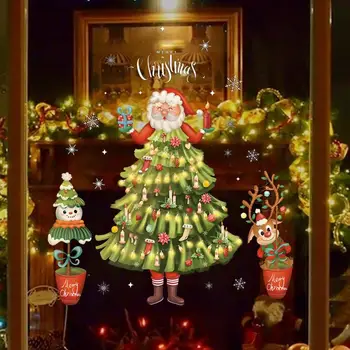 Božič Okno Nalepke Samolepilni Srčkan Santa Božič Drevo Oklepa Ustvarjalne Božični Okraski, Večkratno Okno Nalepke