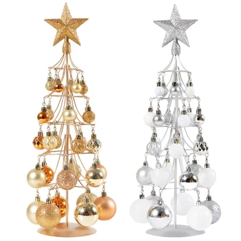 Kovinski Božično Drevo Luči Namizni Kovanega Okraski za Božična Drevesa Zaslon Stojalo s Kristalno Obeski Dekoracijo