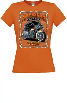 Ženske T Shirt V Oranžni barvi Z Biker- & Chopper Motiv Model Ameriki Najboljših