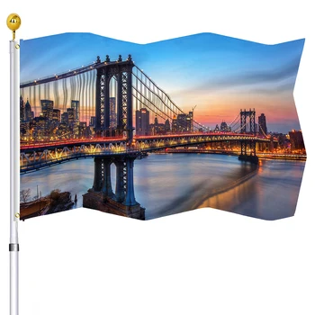 Manhattan Bridge Zastavo New York City Krajine Hiša Notranja Zunanja Okrasna Zastave Transparenti z Medenina Grommets za Ženske, Moške
