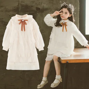 Otroci Oblačila Korejski Slog Dekleta, Spomladi, Jeseni Obleko Novi Modi Gaza Princesa Sladko Priložnostne Preprost, Otroci, Dekleta Obleke