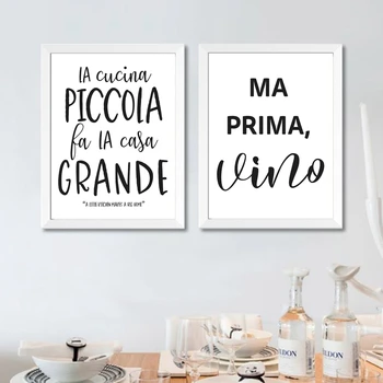 Kuhinja Ponudbo italijanski Wall Art Platno Slikarstvo materinski Dan Darilo Črno Bel Minimalističen, Poster Tiskanje Italija Kuhinja Doma Dekor
