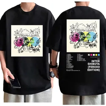 Rapper Feid Glasbeni Album Print majica s kratkimi rokavi Moški Ženske Prevelik Čistega Bombaža T-srajce Poletje Moda Hip Hop Kratek Sleeve Majica s kratkimi rokavi