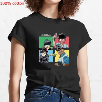 Gorillaz Moški Moški T srajce Anime Ženska majica Kratek Rokav Smešno Unisex Mens Vrhovi Rock Band Camiseta Oblačila Prevelik Tshirt