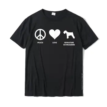 Mir, Ljubezen In Miniaturni Schnauzers T-Shirt Schnauzer Majica Bombaž Moških Tees Tiskanje T Srajce Po Meri Smešno