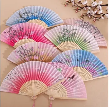 Vintage Kitajski Slog Predstave Ročni Navijači Svile Zložljiva Bambusa Ples Fan Soba Decoration Okraski Poroka Stranka Dekor