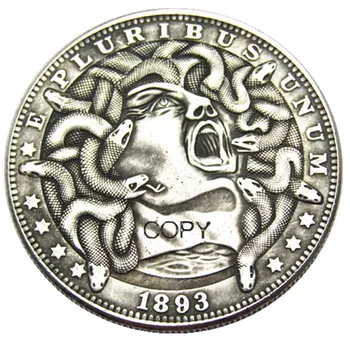 HB(105)Skitnica USA Morgan Dolar 1893 zombi lobanje okostje Silver Plated Kopijo Kovancev