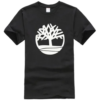 Blagovne znamke Drevo Logotip T-shirt Mens Novo Posadke Vratu Cotton Tee Vrh Safir