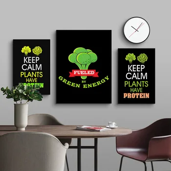 Zelene Energije, Poster Tiskanje Platno Slikarstvo Elektrarne so Beljakovine Sliko, Kuhinjo, Jedilnico Doma Veganska Ponudbo Wall Art Dekor Cuadros