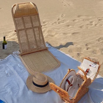 Rattan plaži stol, nazaj tatami mat, prenosni kamp prosti čas rattan , multi-funkcijske zložljiv počivalnik