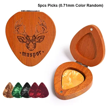 Muspor 5pcs Mahagoni Kitaro Izbirčen Klasični Trikotnik Kitaro Izbirčen z Organizator Škatla za Shranjevanje Barvo Naključno Kitare Dodatki