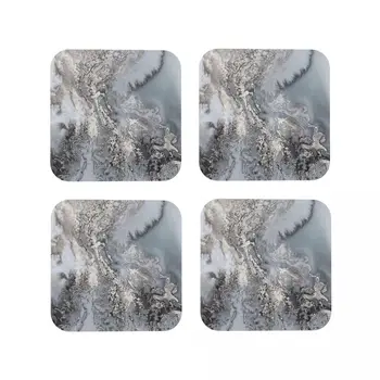 Sivi In Srebrni barvi Marmorja Coasters Kave Preproge Usnje Placemats Pokal Namizna Dekoracija in Oprema Blazine za Dom, Kuhinjo, Bar
