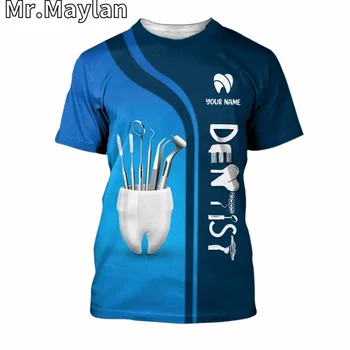 3D Tiskanih Dentalife T-Shirt Zobni Orodja Grafika, Posadke Vratu T-Shirt po Meri Zobozdravnik Moški Ženske T-Shirt medicinska Sestra, ki Deluje Enotno KJ-077