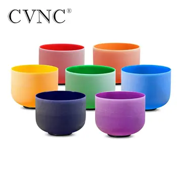 CVNC 14 Palčni Full Barvne Čakro Quartz Crystal Petje Skledo za Zvok Zdravilne Meditacije z Brezplačno Gume Mallet