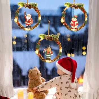 2024 Ustvarjalne Snežaka Venec Obesek Prikaz Okna Svetlobni Okraski, Venci Novo Leto Fant Darila za Dom Decor2023 Navidad