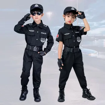 Halloween Otrok Policist Cosplay Kostum Fantje Dekleta Otrok Policija Enotna Vojska Policisti Kompleti Oblačil Stranka Obleko Gor Darilo