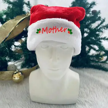 Božični Party Hat Santa Praznični Božič Klobuk Stranka materiala za Vso Družino Mehki Pliš Santa Claus Kape s Fuzzy Bela Pompom